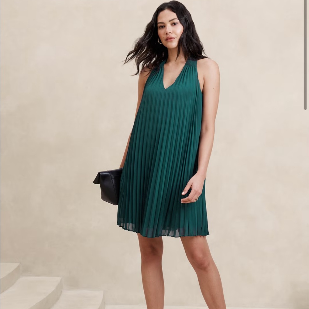 Banana Republic sheer pleated mini dress